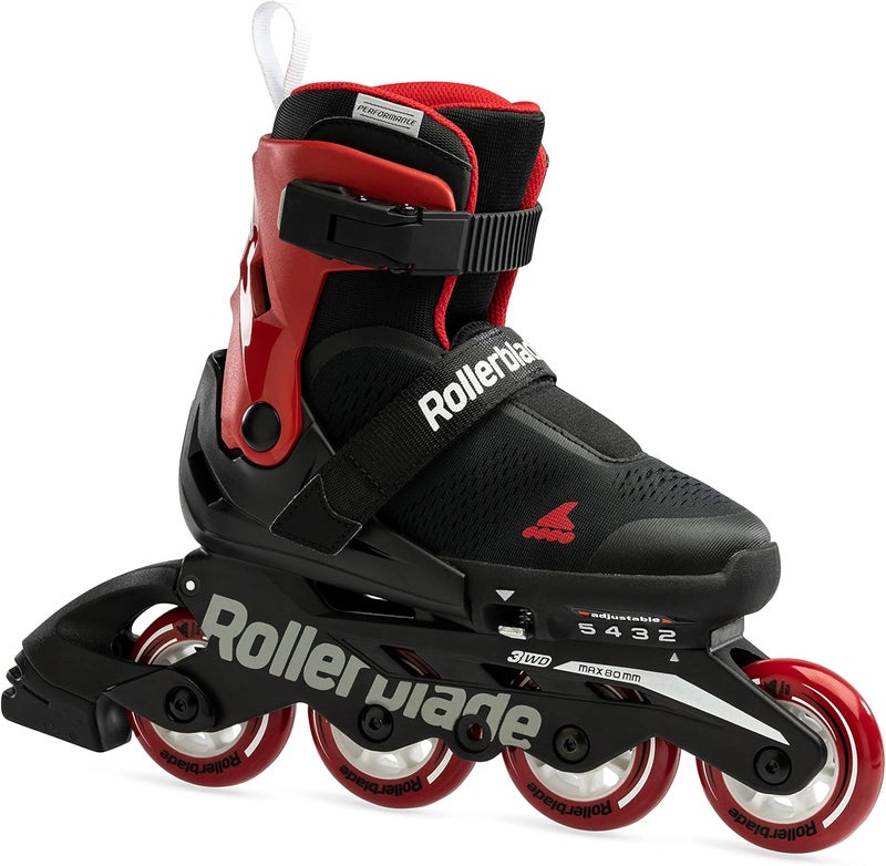 ROLLERBLADE Microblade Free 3WD Kid's Size Adjustable Inline Skate, Black and Red, High Performance Inline Skates - Image 1